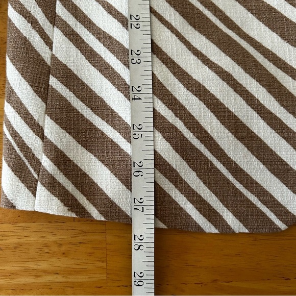 ANN TAYLOR Linen Zebra Striped Blazer in Tan and White Women's Blazer - Picture 11 of 12